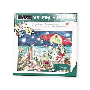 LANG 500 Piece Holiday Beach Puzzle 24”x18” includes Puzzle Art Guide, NWT